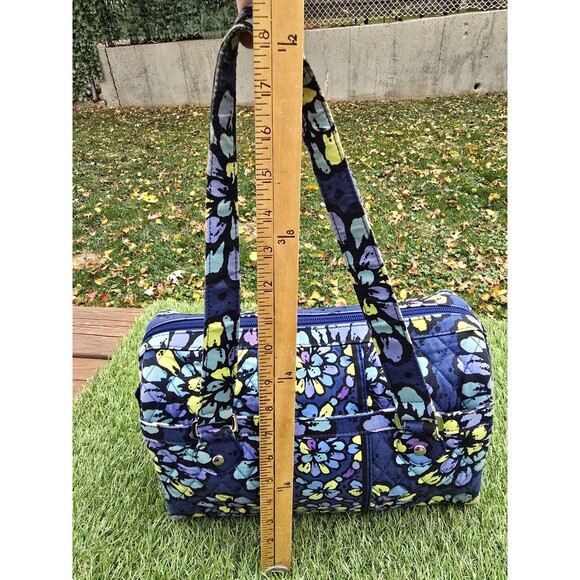 VERA BRADLEY Indigo Pop Blue Purple Green Floral Quilted Shoulder Bag - Picture 7 of 10